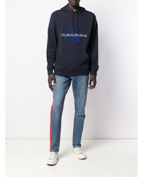 Мужской темно-синий худи с принтом от Calvin Klein Jeans