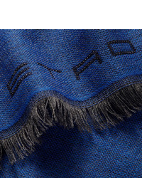 Мужской темно-синий шарф в вертикальную полоску от Etro