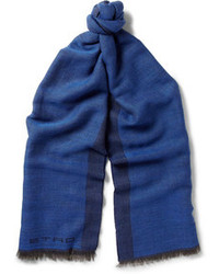Мужской темно-синий шарф в вертикальную полоску от Etro