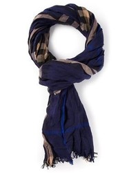 Мужской темно-синий шарф в шотландскую клетку от Burberry
