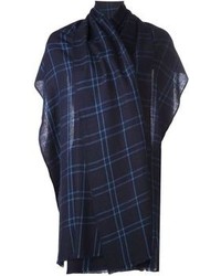 Женский темно-синий шарф в шотландскую клетку