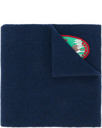 Темно-синий шарф с вышивкой