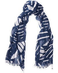 Темно-синий шарф с геометрическим рисунком