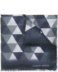 Мужской темно-синий шарф с геометрическим рисунком от Giorgio Armani