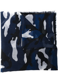 Мужской темно-синий шарф с камуфляжным принтом от Valentino