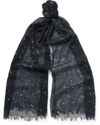 Мужской темно-синий шарф с леопардовым принтом от Dries Van Noten