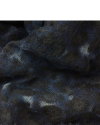 Мужской темно-синий шарф с леопардовым принтом от Dries Van Noten