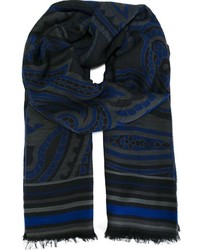 Мужской темно-синий шарф с "огурцами" от Etro