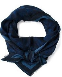 Мужской темно-синий шарф с принтом от Alexander McQueen