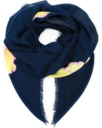 Женский темно-синий шарф с принтом от Christopher Kane