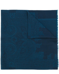 Мужской темно-синий шарф с принтом от Etro