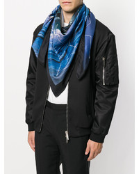 Мужской темно-синий шарф с принтом от Givenchy