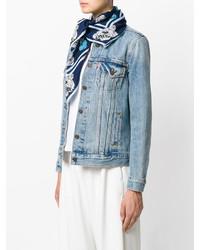 Женский темно-синий шарф с принтом от Kenzo