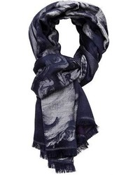 Мужской темно-синий шарф с принтом от Paul Smith