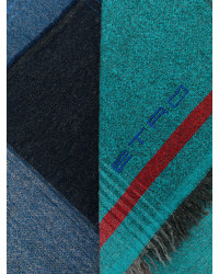 Мужской темно-синий шарф с принтом от Etro