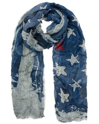 Женский темно-синий шарф со звездами от Faliero Sarti