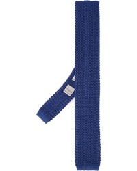 Мужской темно-синий шелковый вязаный галстук от Canali