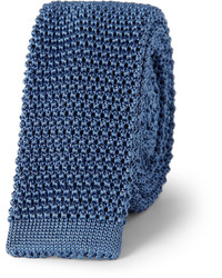 Мужской темно-синий шелковый вязаный галстук от Charvet