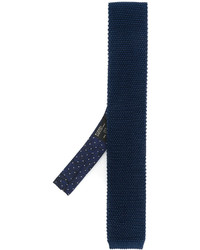Мужской темно-синий шелковый вязаный галстук от Etro