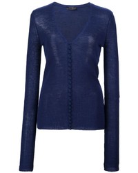 Темно-синий шелковый вязаный кардиган