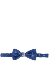 Темно-синий шелковый галстук-бабочка в горошек