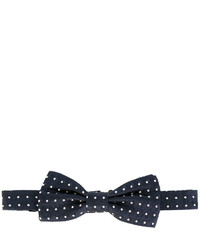 Мужской темно-синий шелковый галстук-бабочка в горошек от Dolce & Gabbana
