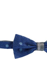 Мужской темно-синий шелковый галстук-бабочка в горошек от Canali