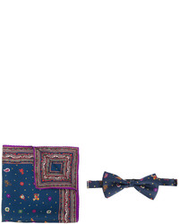 Мужской темно-синий шелковый галстук-бабочка с принтом от Etro