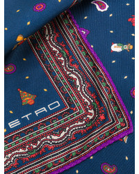 Мужской темно-синий шелковый галстук-бабочка с принтом от Etro