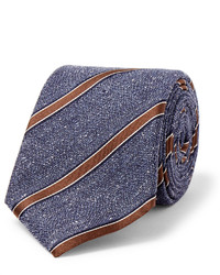 Мужской темно-синий шелковый галстук в вертикальную полоску от Canali