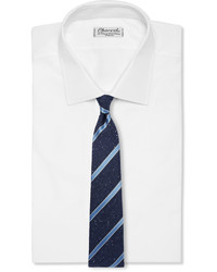Мужской темно-синий шелковый галстук в вертикальную полоску от Canali