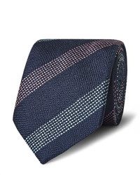 Мужской темно-синий шелковый галстук в вертикальную полоску от Richard James