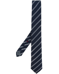 Мужской темно-синий шелковый галстук в горизонтальную полоску от Brunello Cucinelli