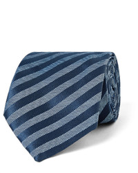 Мужской темно-синий шелковый галстук в горизонтальную полоску от Charvet