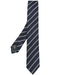 Мужской темно-синий шелковый галстук в горизонтальную полоску от Ermenegildo Zegna