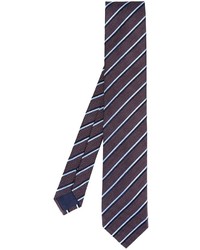 Мужской темно-синий шелковый галстук в горизонтальную полоску от Ermenegildo Zegna