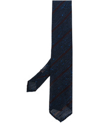 Мужской темно-синий шелковый галстук в горизонтальную полоску от Lardini