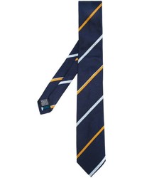 Мужской темно-синий шелковый галстук в горизонтальную полоску от Paul Smith