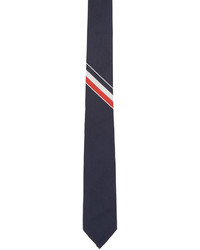 Мужской темно-синий шелковый галстук в горизонтальную полоску от Thom Browne
