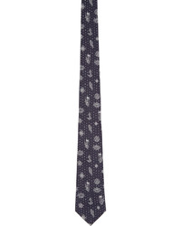 Мужской темно-синий шелковый галстук в горошек от Alexander McQueen