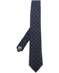 Мужской темно-синий шелковый галстук в горошек от Canali