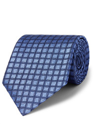 Мужской темно-синий шелковый галстук в горошек от Charvet