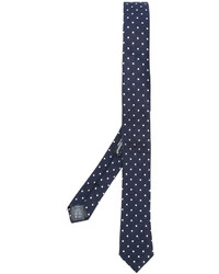 Мужской темно-синий шелковый галстук в горошек от Dolce & Gabbana