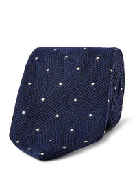 Мужской темно-синий шелковый галстук в горошек от Drakes