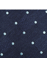 Мужской темно-синий шелковый галстук в горошек от Dunhill
