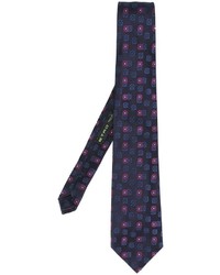 Мужской темно-синий шелковый галстук с вышивкой от Etro