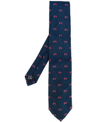 Мужской темно-синий шелковый галстук с вышивкой от fe-fe