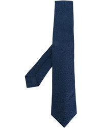 Мужской темно-синий шелковый галстук с вышивкой от Kiton