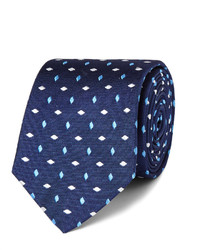 Мужской темно-синий шелковый галстук с вышивкой от Turnbull & Asser