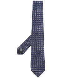 Мужской темно-синий шелковый галстук с геометрическим рисунком от Cerruti